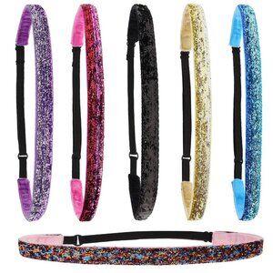 FROG SAC 6 Adjustable Glitter Headbands for Girls